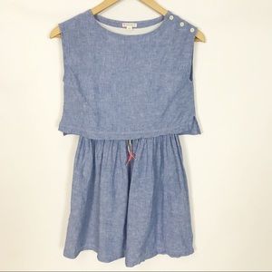 Crewcuts J. crew chambray dress linen blue size 10
